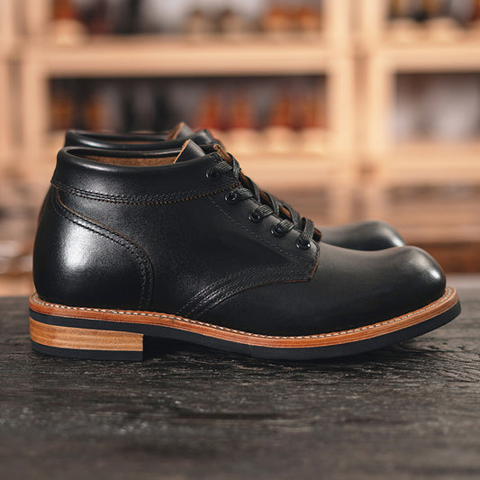 Men's Reengraved Style Short Genuine Booties Round Boots