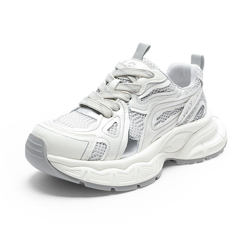 Women's Platform Dad Spring Breathable Mesh Sier Sneakers