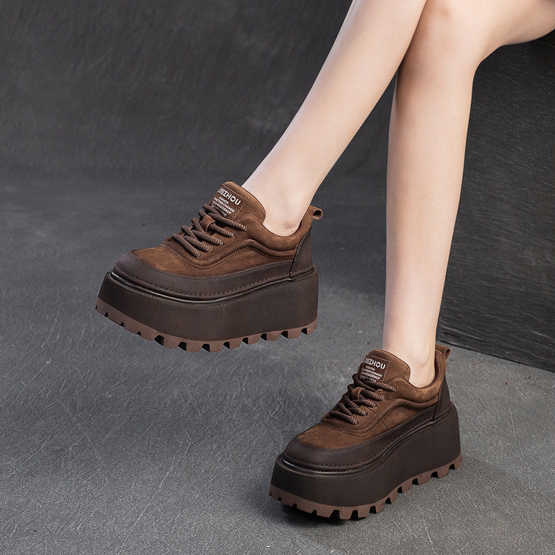 Women's Small Height Increased Retro British Style Casual Shoes