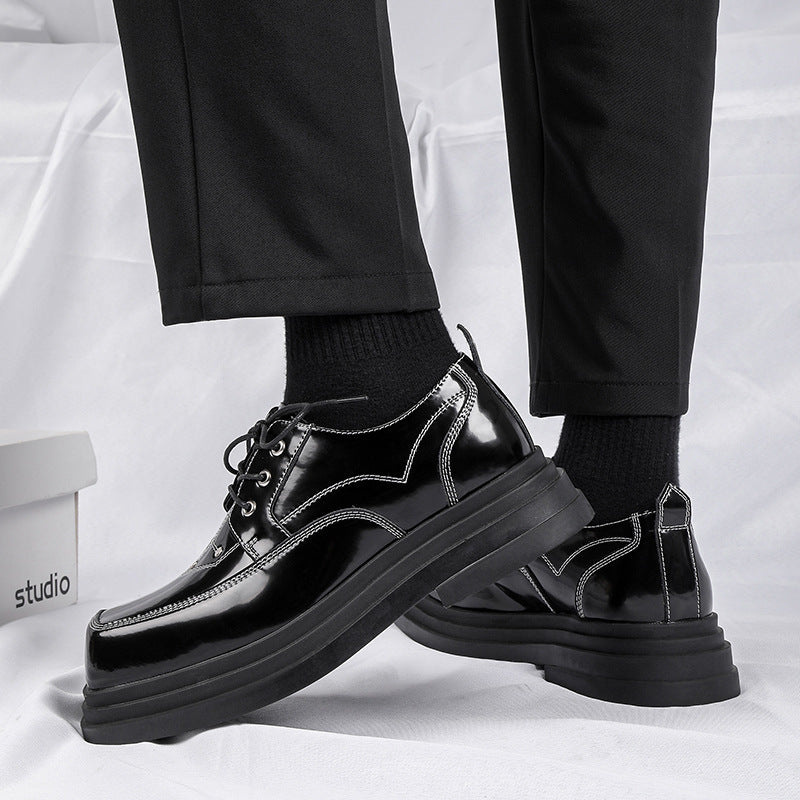 Men's Niche Personalized Genuine Slit Beads Korean Leather Shoes