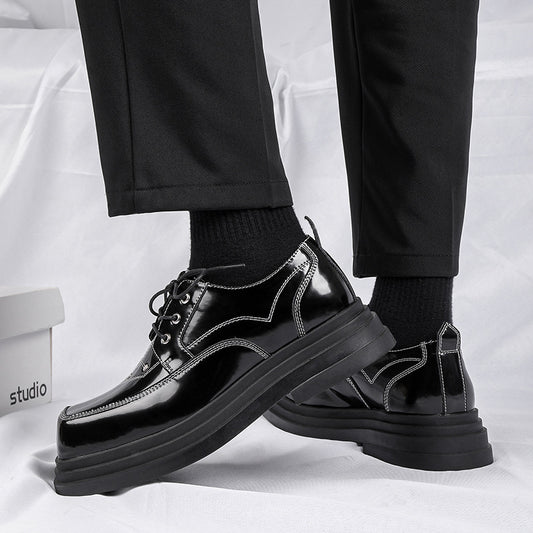 Men's Niche Personalized Genuine Slit Beads Korean Leather Shoes