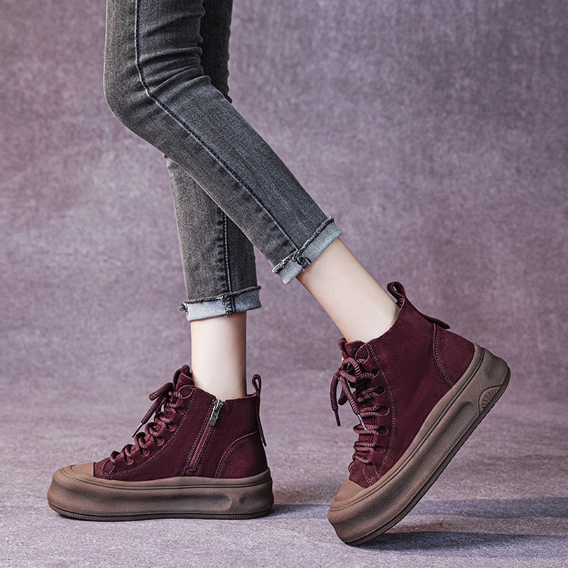 Women's Genuine Retro Short Autumn Flat Martens Boots