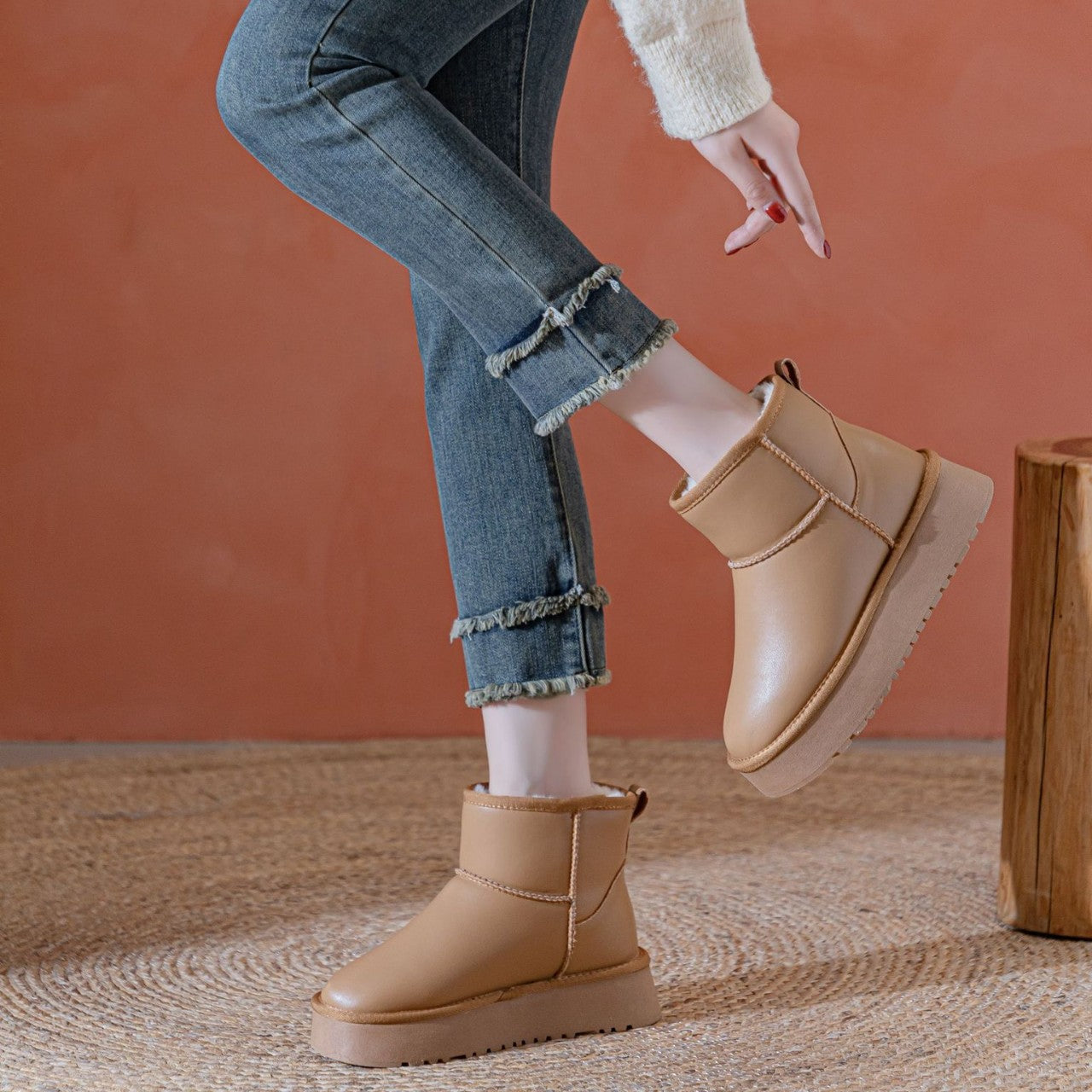 Women's Bottom Height Increasing Insole Waterproof Plus Boots