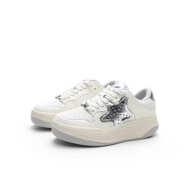 Women's Thick Bottom White Sports Fashion Starfish Sneakers
