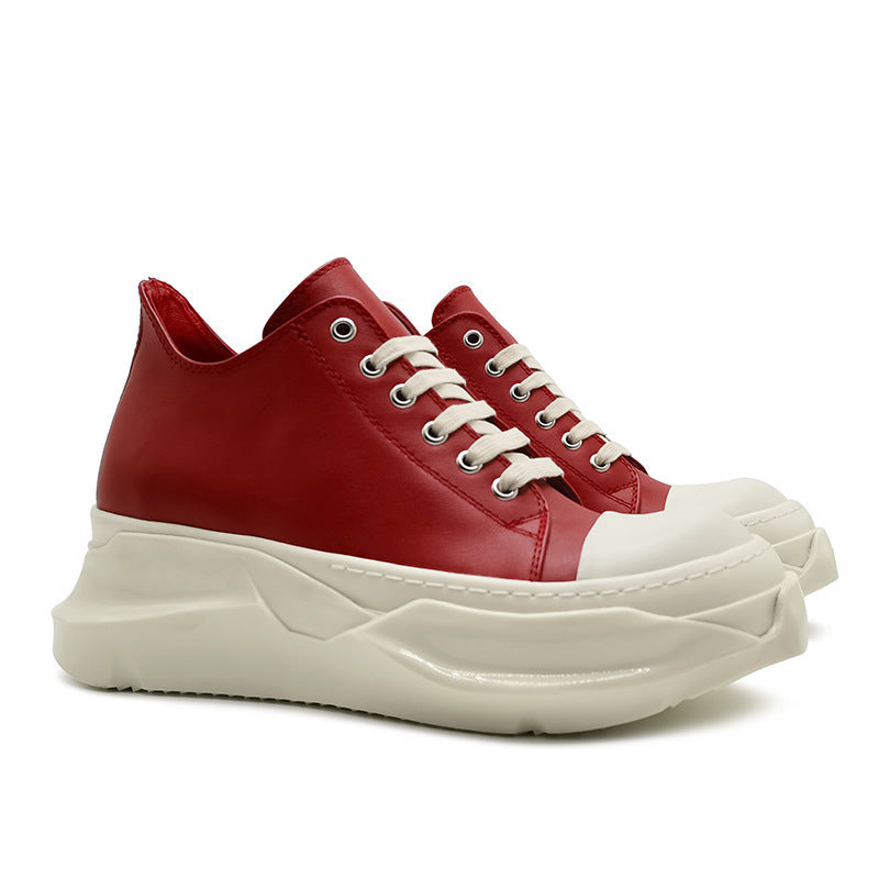 Men's Genuine Lace Up Milk Fragrance Muffin Platform Height Sneakers