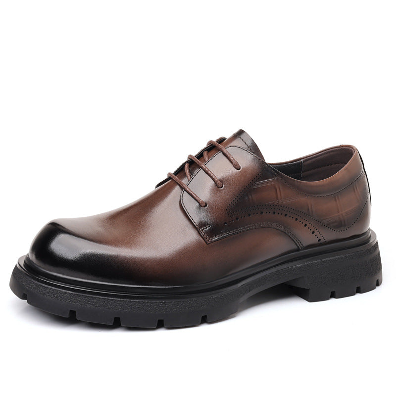 Men's Commuter Thick-soled First Layer Cowhide High-grade Leather Shoes