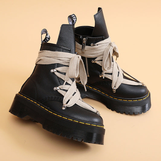 Women's Personality Side Zipper Round Toe Six-pointed Boots