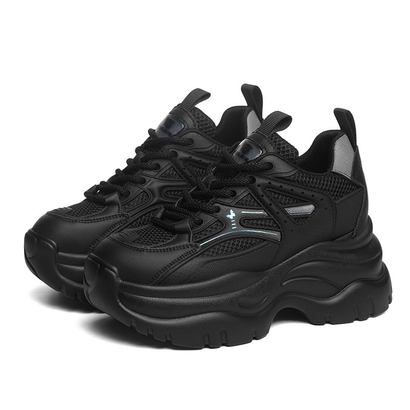 Women's Clunky Fashionable Platform Soft Running Black Women's Sports Shoes