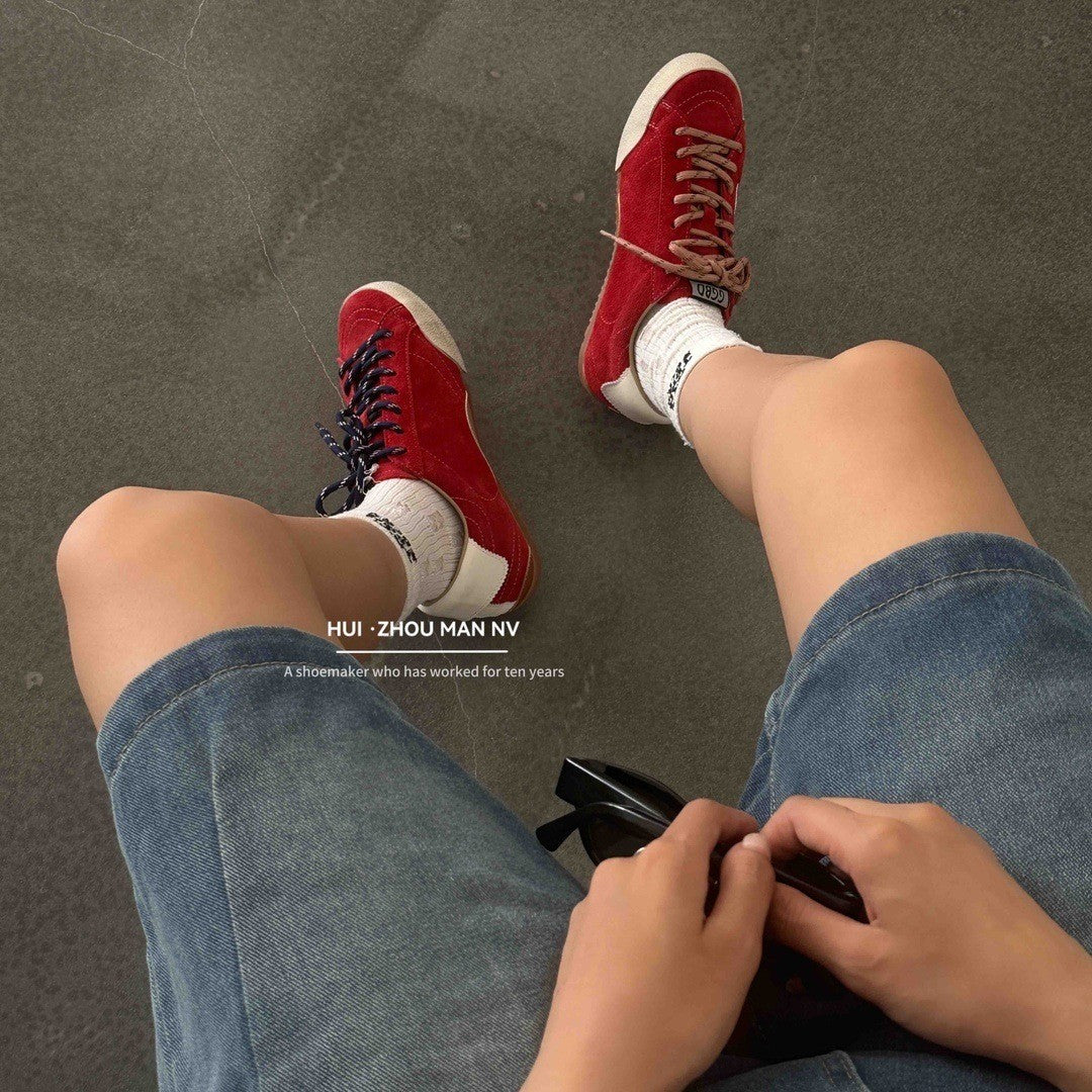 Women's Training Distressed Little Dirty Flat Sports Sneakers