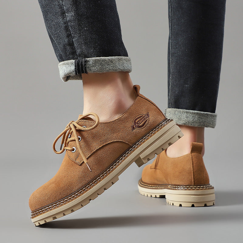 Men's Spring Genuine Suede Cowhide Retro Leather Shoes