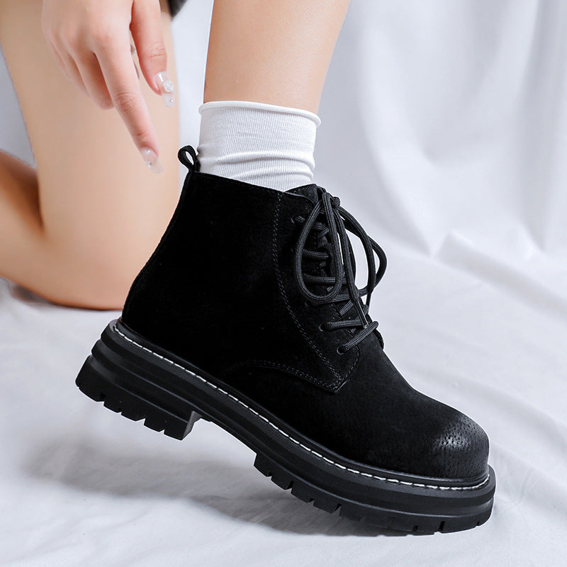 Men's Fleece-lined Martin Pigskin Worker Leisure Cargo Versatile Boots