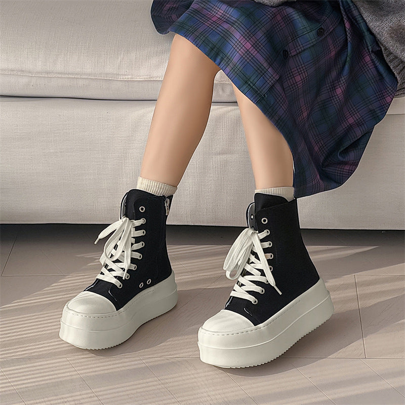 Women's & Men's American High-grade Side Zipper Increased Lovers Sneakers