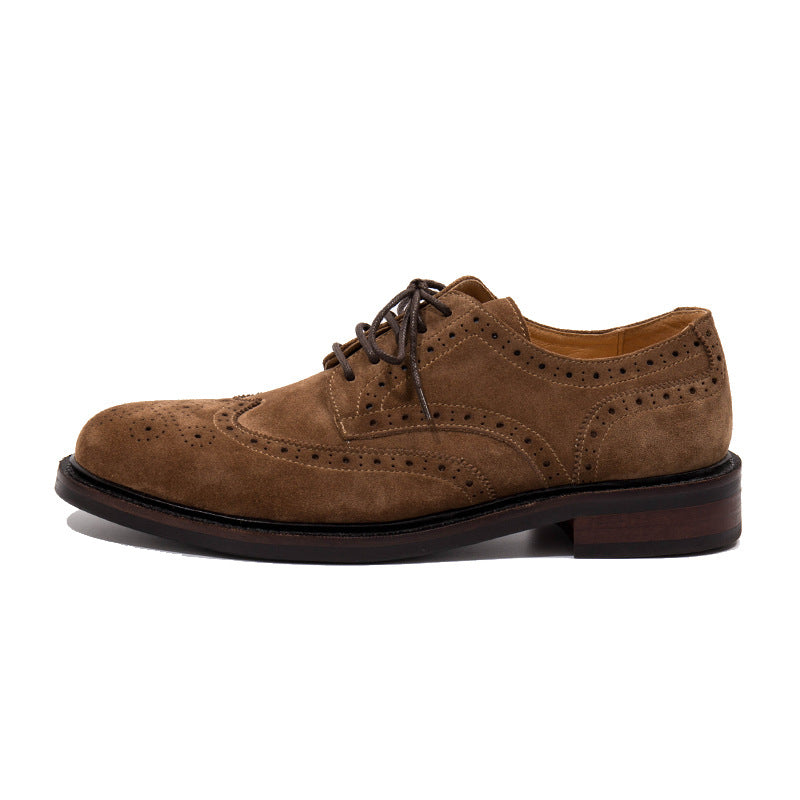 Men's Low Cut Cowhide Brown Suede Business Leather Shoes