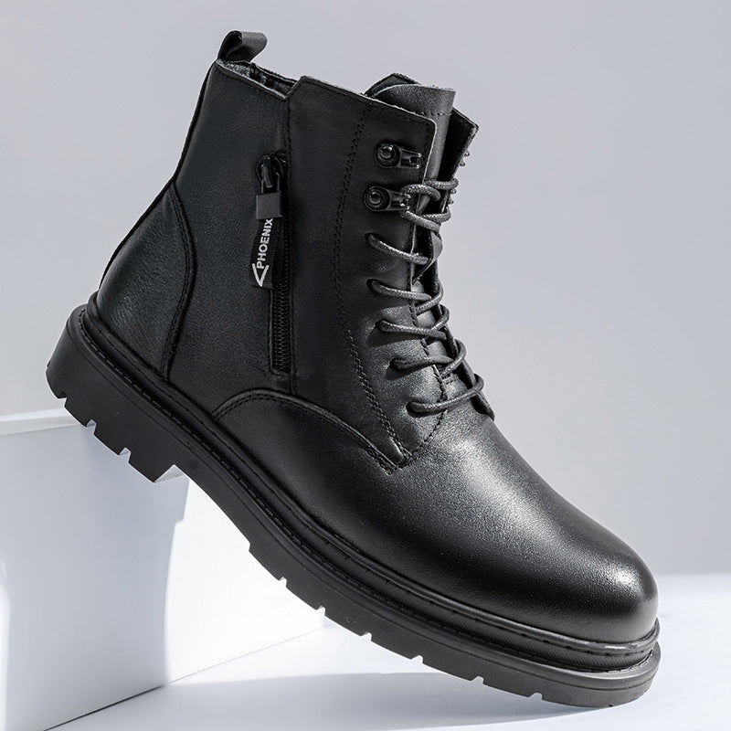Men's Martin Dark Style First Layer Cowhide Boots