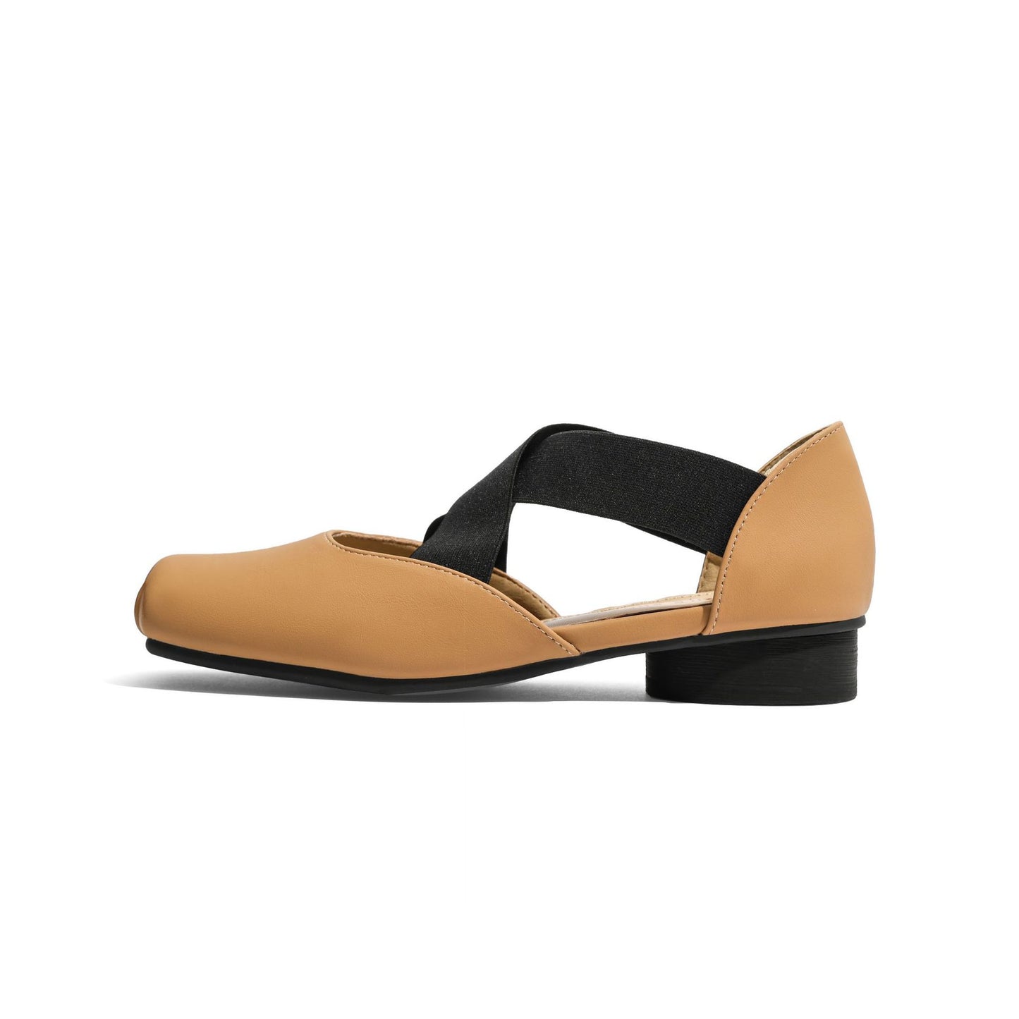 Cross Strap Square Head Chunky High Pig Nose Women's Shoes