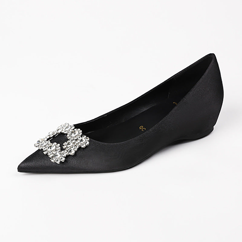 Women's Flat Rhinestone Square Buckle Pointed Toe Women's Shoes