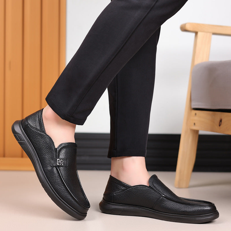 Men's Sheepskin Pumps Slip-on Soft Genuine Step-on Men's Casual Leather Shoes
