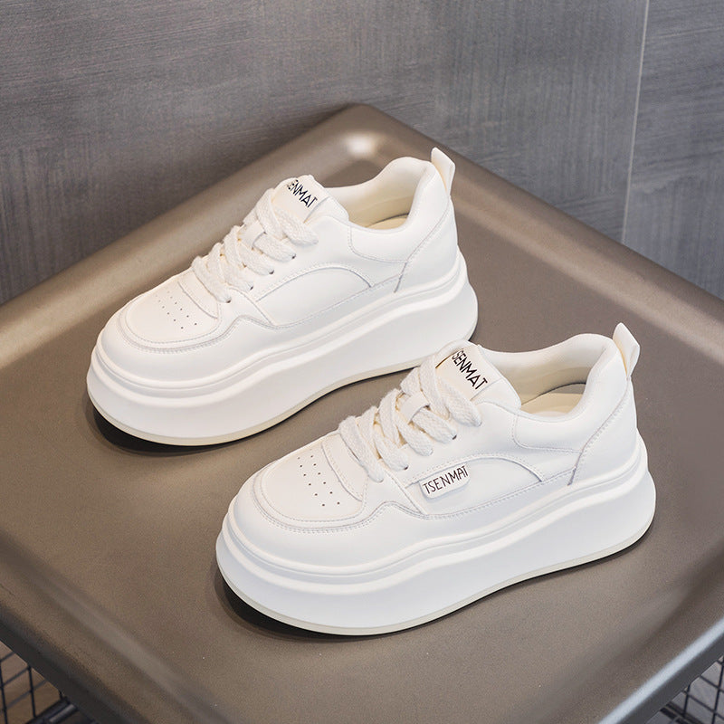 Women's Thick Bottom White Platform Thin Breathable Casual Shoes