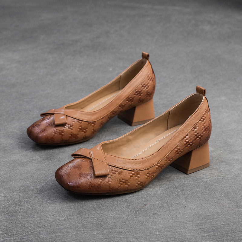 Women's Thick With British Style Pumps Temperament Casual Shoes