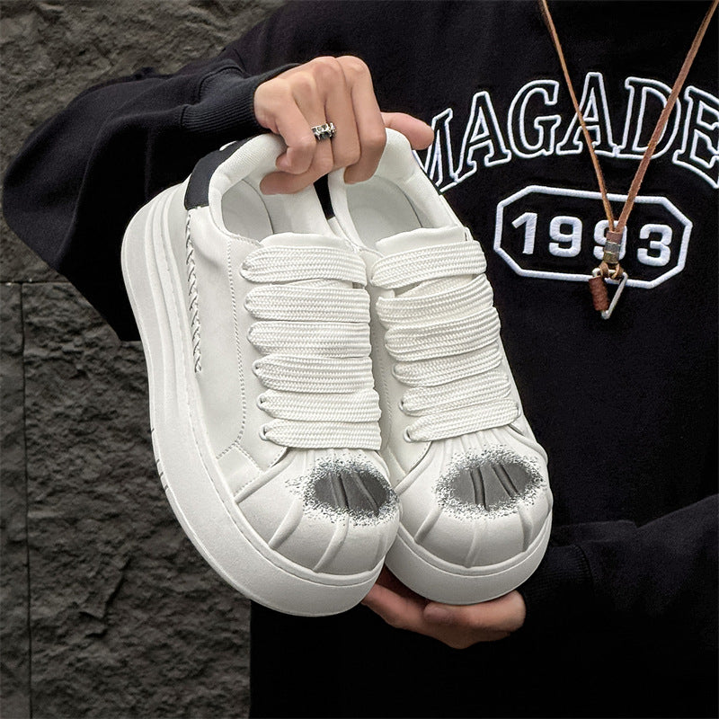 Women's & Men's Niche Shell Toe Big Thick Bottom Sneakers