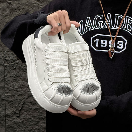 Women's & Men's Niche Shell Toe Big Thick Bottom Sneakers