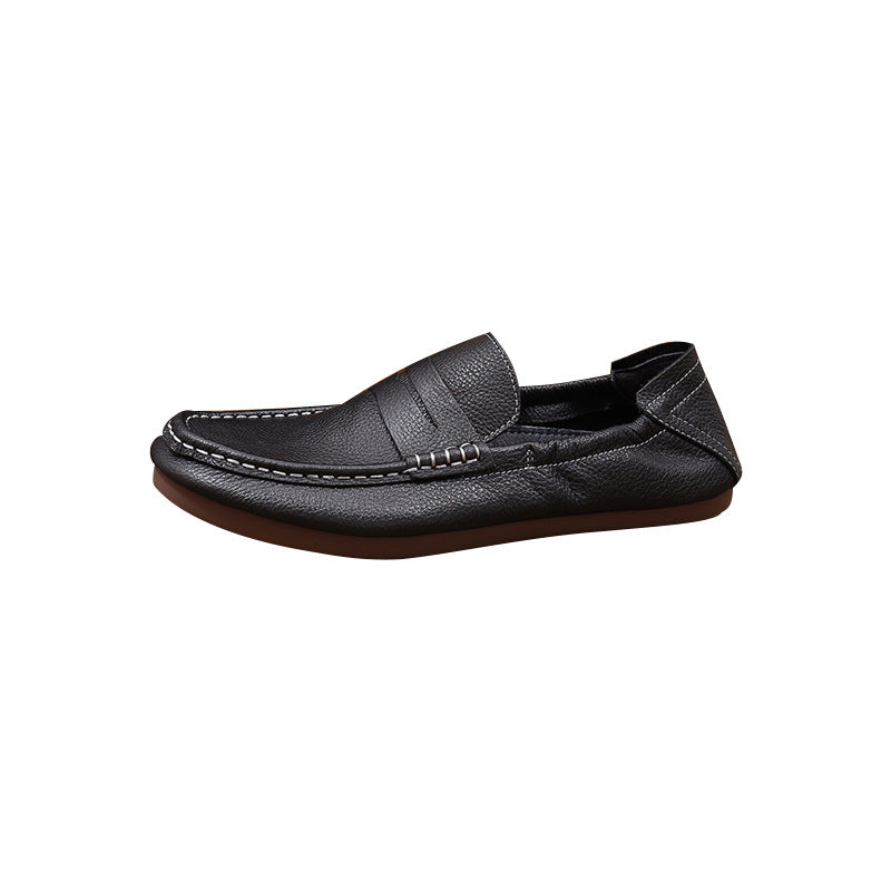 Men's Cowhide Round Toe Korean Style Trendy Closed Loafers