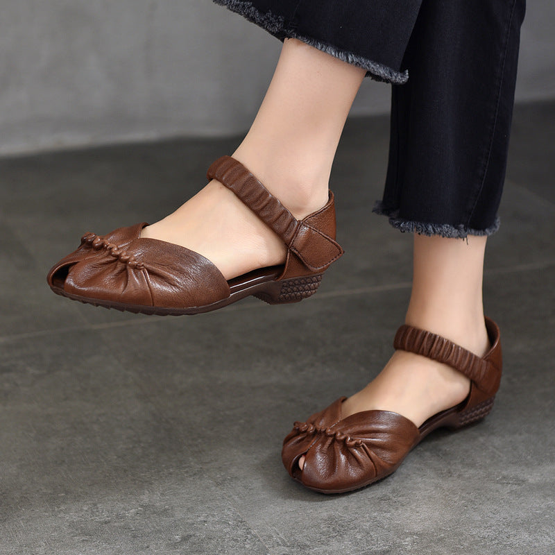 Women's Flat Peep Toe Roman Authentic Mom Sandals