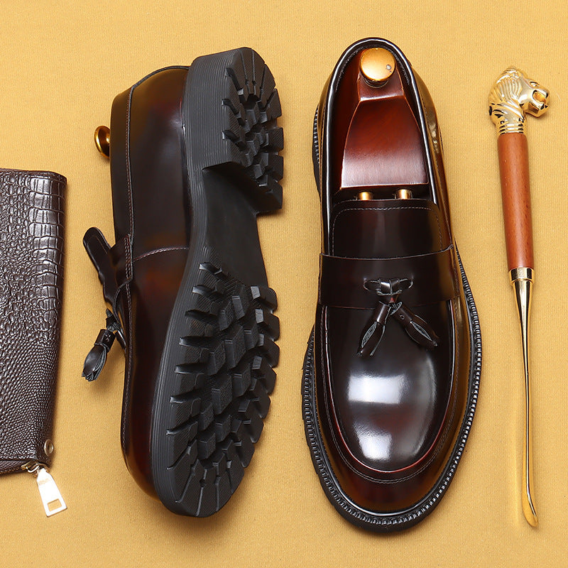 Men's Platform British Cowhide Inner Business Formal Men's Casual Leather Shoes