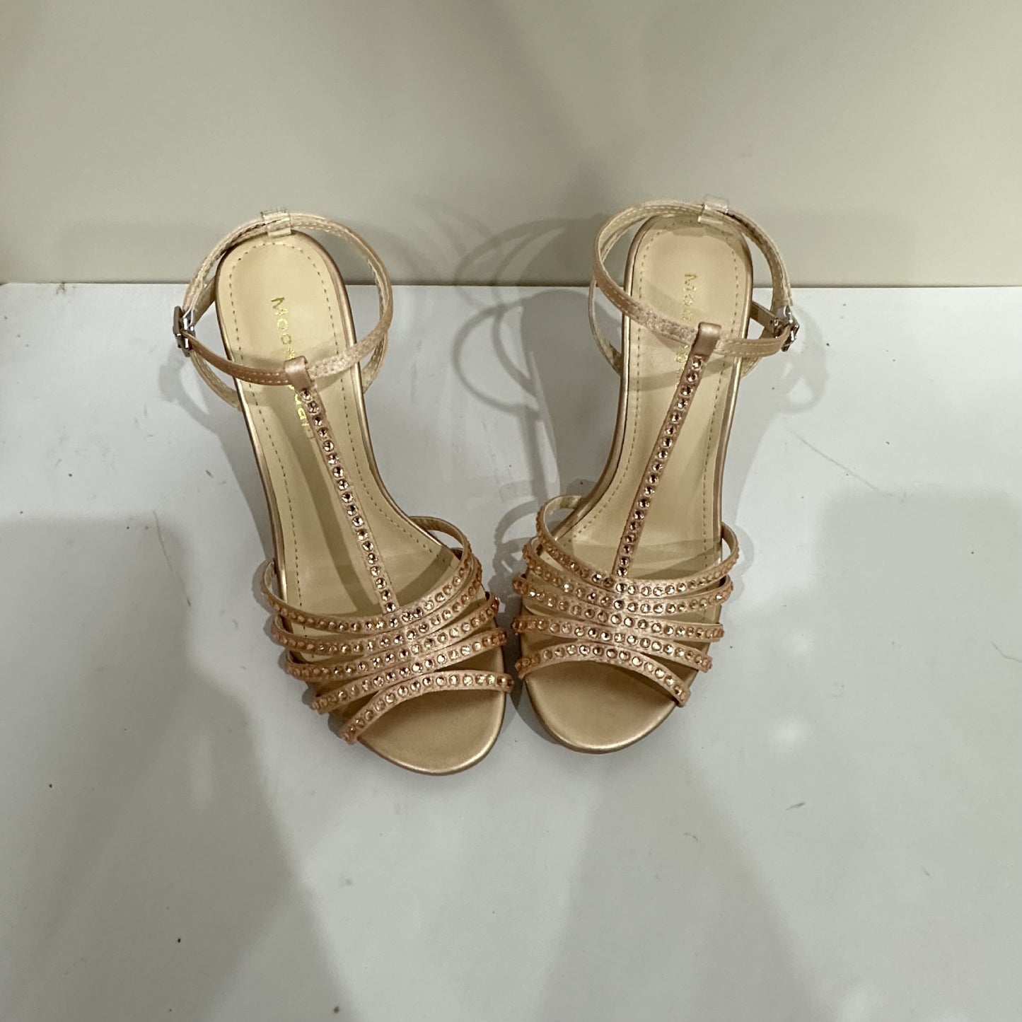 Women's Gold Diamond Band Satin Strap Sexy Heels