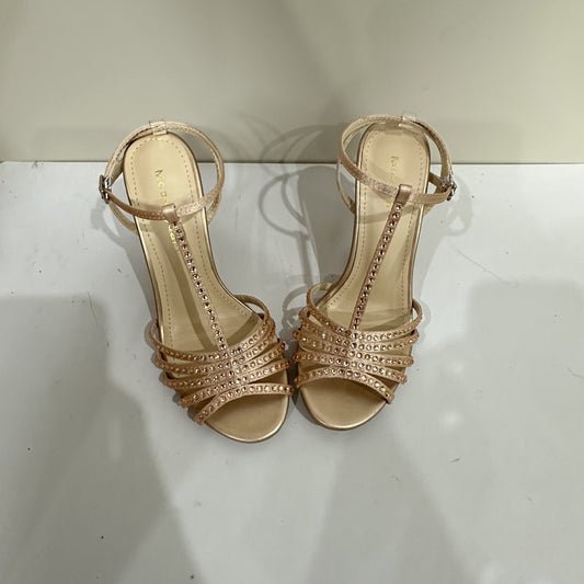 Women's Gold Diamond Band Satin Strap Sexy Heels