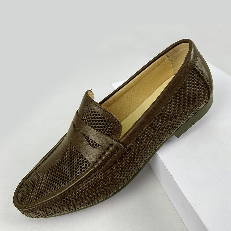 Men's First Layer Cowhide Soft Bottom Breathable Casual Shoes