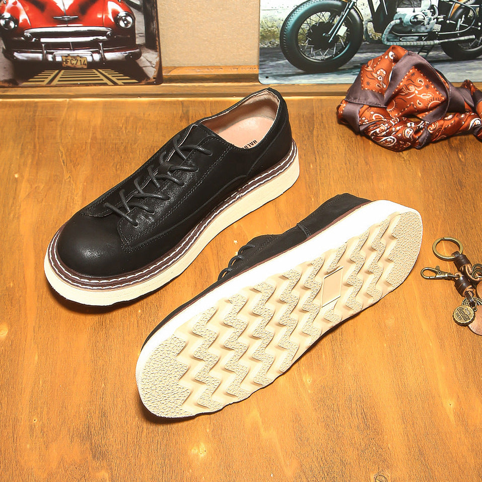 Men's Spring Genuine Fashion Retro Cowhide Low Men's Casual Leather Shoes