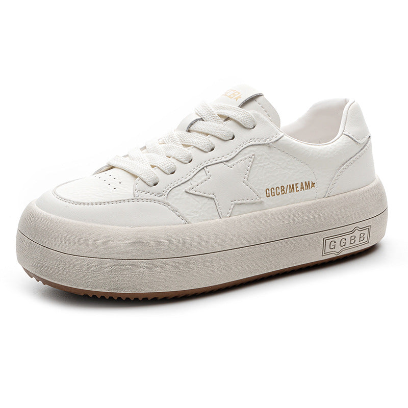 Women's Genuine Platform White Spring Distressed Color Casual Shoes