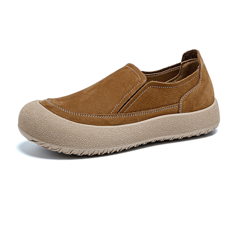 Women's Cowhide Retro Pumps Slip-on Soft Bottom Surface Loafers