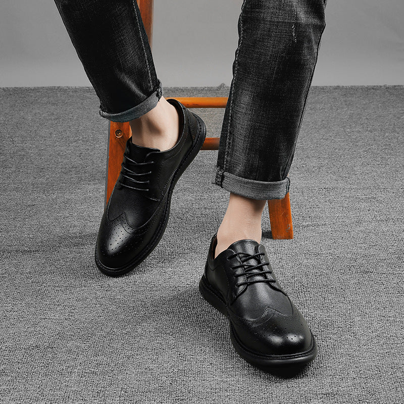 Men's Cowhide Plus Size Lace Up Brogue Crocodile Casual Shoes
