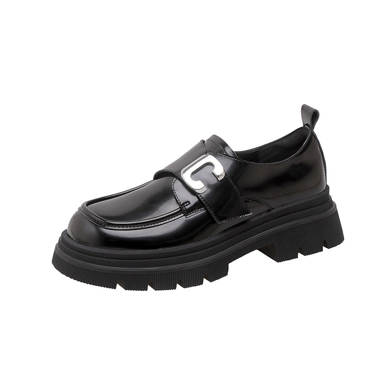 Women's Platform Preppy Style Uniform Small Metal Buckle Loafers
