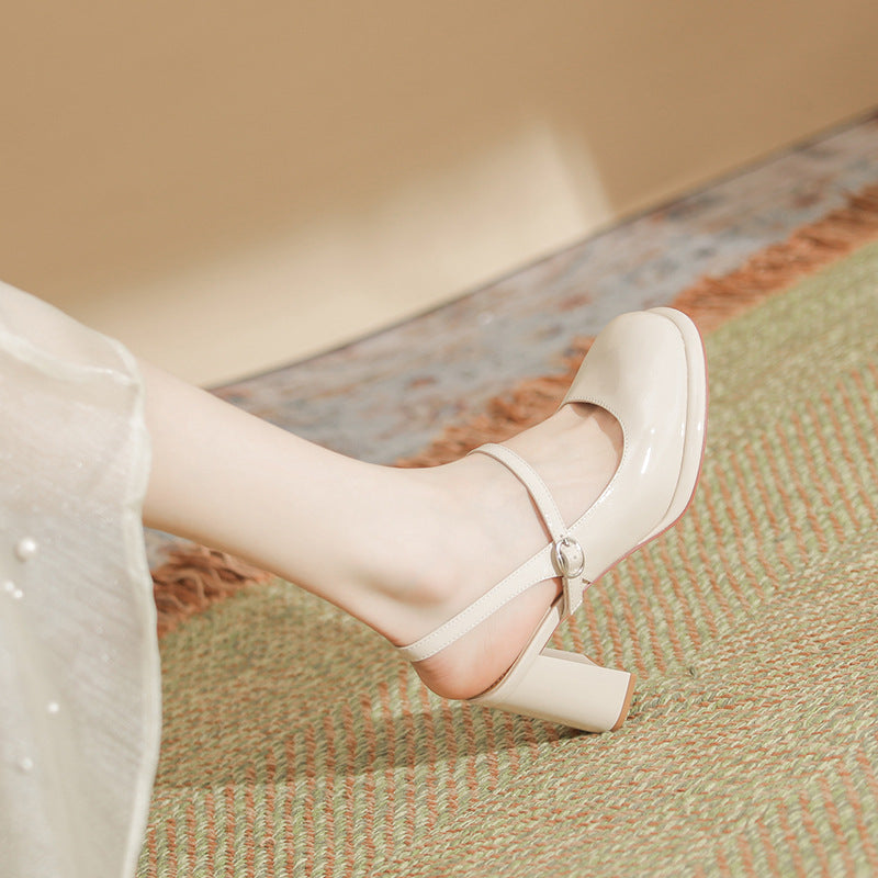 Women's Box High Elegant Patent Hepburn Style Heels