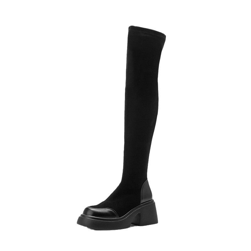 Women's Knee Big Tube Circumference Long Thick Bottom High Leg Boots