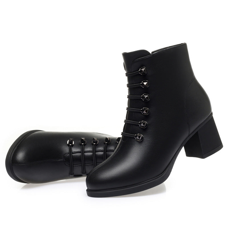 Women's Mid High Chunky Mom Short Soft Boots