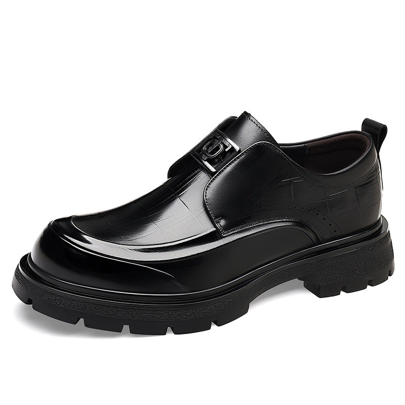 Men's First Layer Cowhide Genuine Breathable Formal Suit Slip-on Thick Bottom Men's Shoes