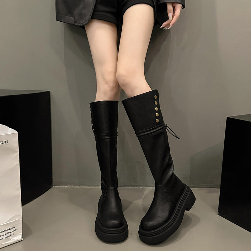Small Chunky Below The Knee Two-way Wear Heels