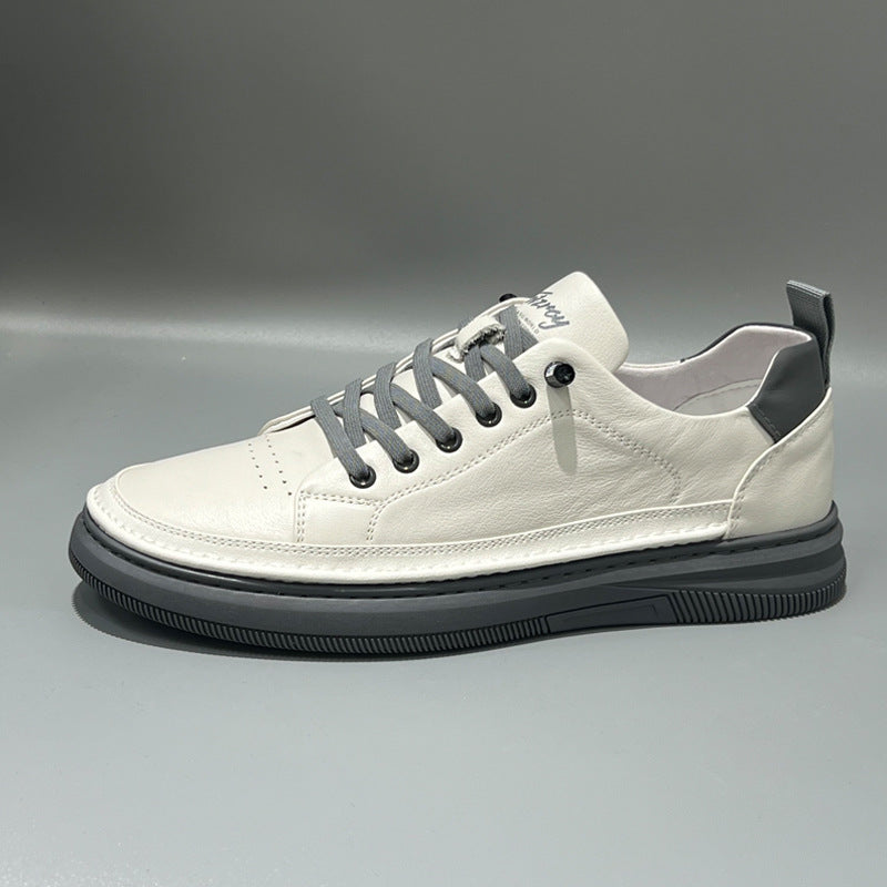 Men's Summer Thin Slip-on White Genuine Leather Shoes