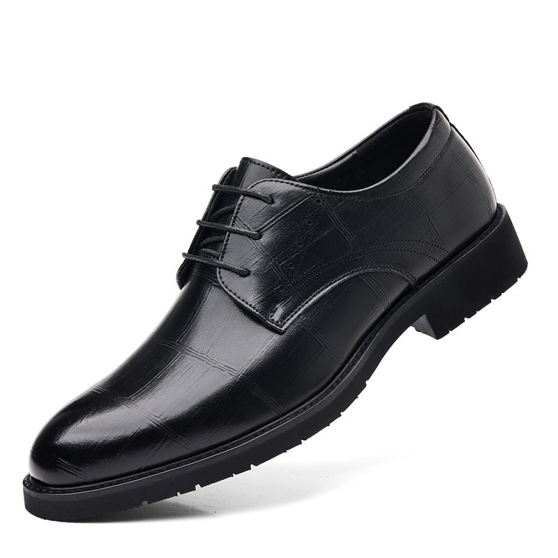 Men's Four Black Business Formal Wear British Leisure Leather Shoes