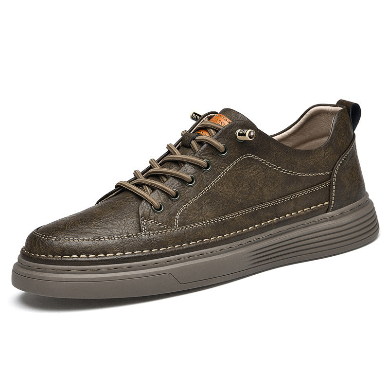 Unisex Cowhide Surface Breathable Hole Handmade Leather Shoes