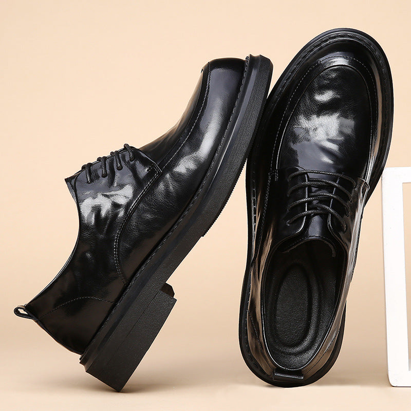Men's Genuine Thick Bottom Breathable Soft Surface British Leather Shoes