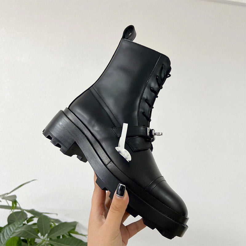 Women's Toe Sier Lock Chunky Martin Raise Boots