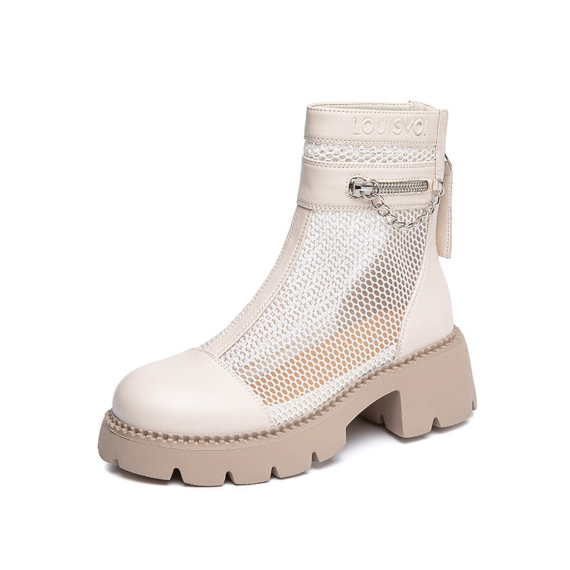 Women's Korean Style Mesh Surface High Summer Heels