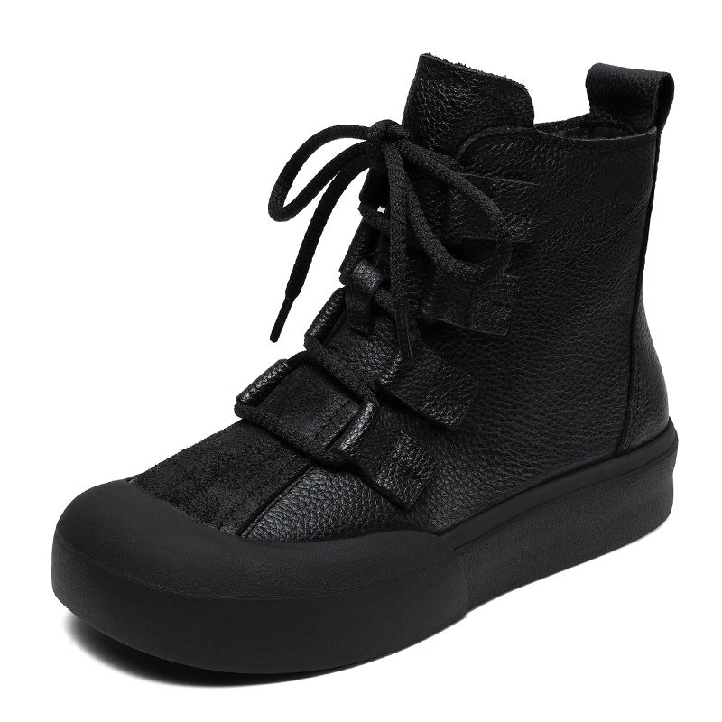 Genuine Handmade Retro Roman Thick Bottom Flat Martens Boots