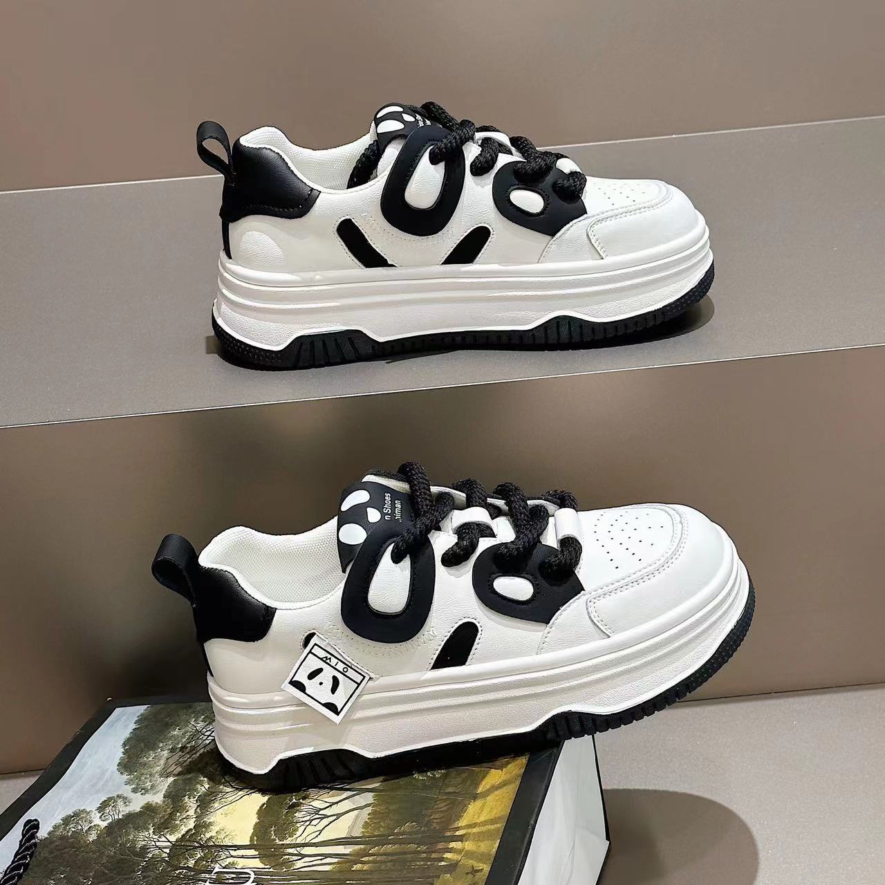 Women's & Men's White Thick-soled Ugly Cute Big Head Men's Shoes