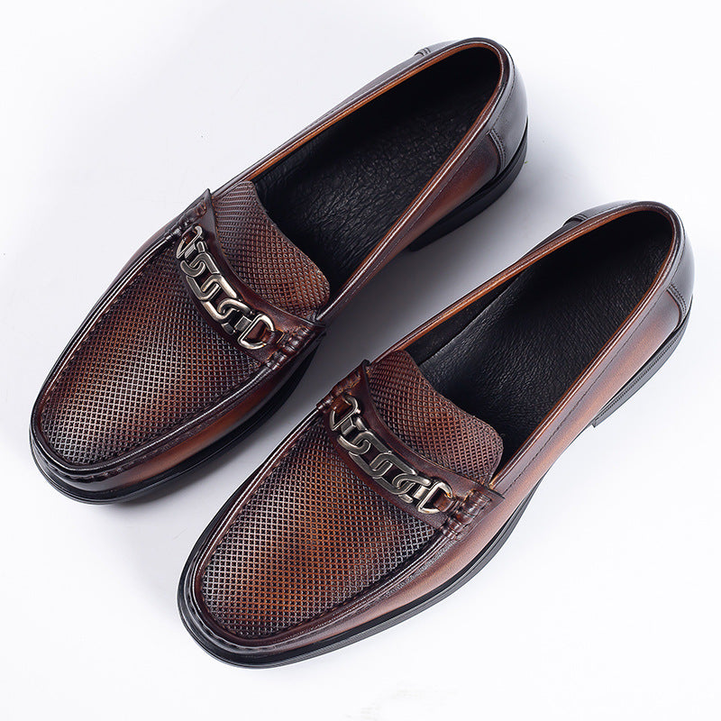 Men's Summer Genuine Breathable One Pedal Slip-on Loafers